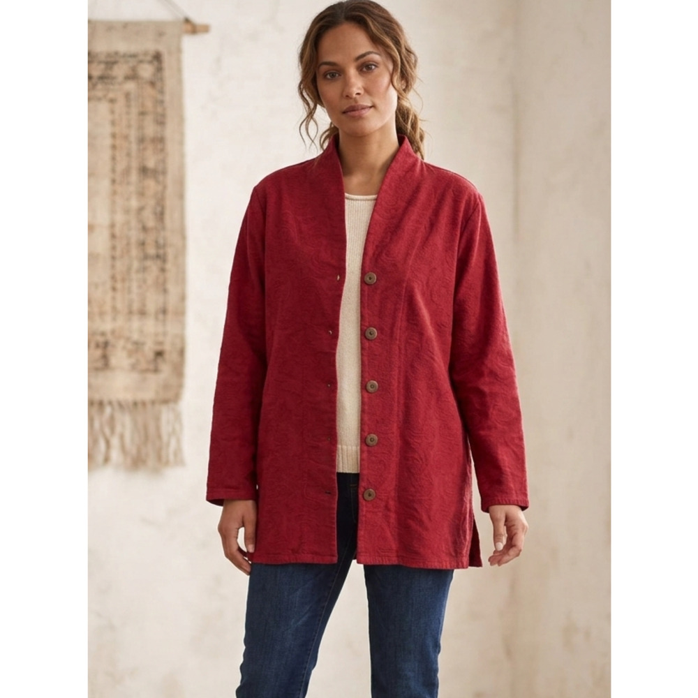 Eucalyptus Paisley Cotton Rayon Button Down Shacket‎ Jacket Y2K Boho Large